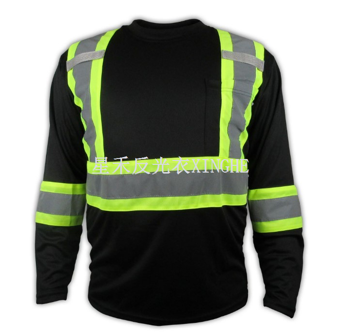 Chemise de sécurité noire haute visibilité