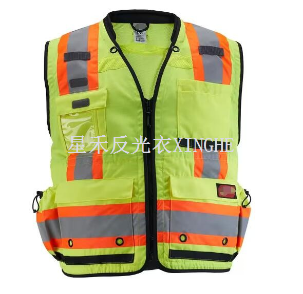 Gilet de sécurité jaune haute visibilité pour arpenteur classe 2 avec 27-poches