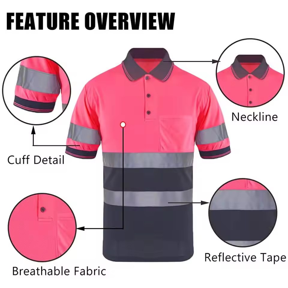 High Vis Reflective Safety Long Sleeve Polo Shirt