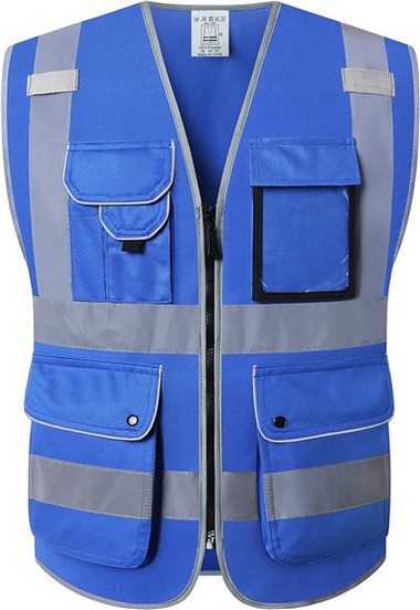 Gilet de sécurité bleu haute visibilité
